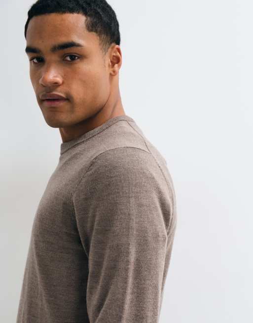 ASOS DESIGN knitted merino wool jumper in brown, 4 of 5