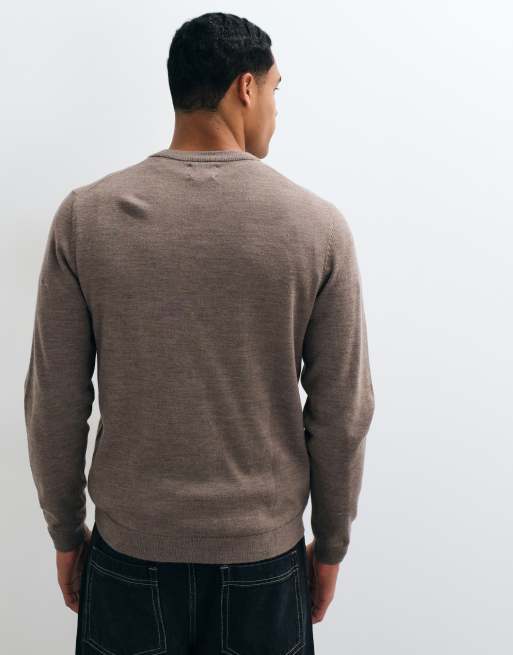 ASOS DESIGN knitted merino wool jumper in brown, 5 of 5