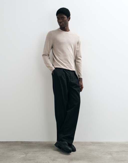 ASOS DESIGN knitted merino wool jumper in taupe, 2 of 5
