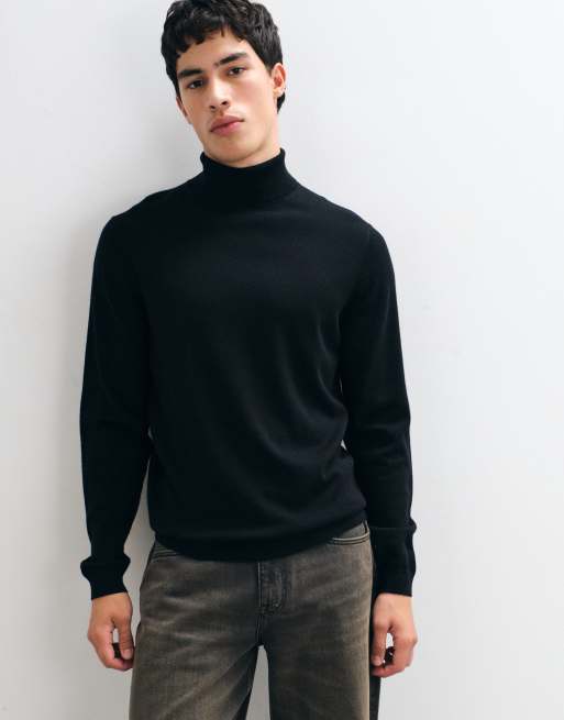 ASOS DESIGN knitted merino wool roll neck in taupe, 4 of 5