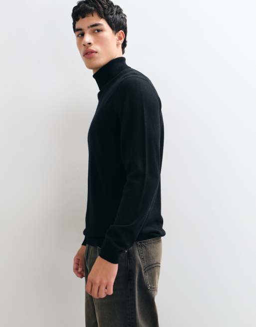 ASOS DESIGN knitted merino wool roll neck in taupe, 5 of 5