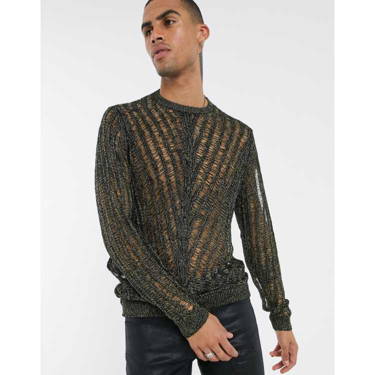 Gold hot sale mesh sweater