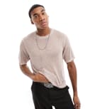 [ASOS DESIGN] ASOS DESIGN knitted metallic mesh t-shirt in silver M SILVER