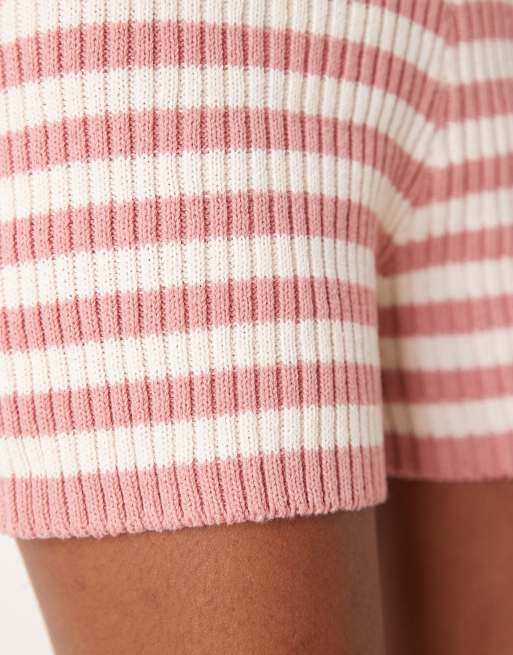 ASOS DESIGN knitted micro short co-ord in pink stripe, 5 of 5