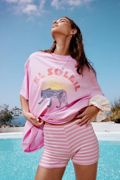 ASOS DESIGN knitted micro shorts in pink and white stripe, 4 of 5