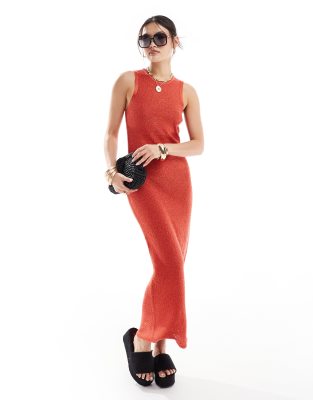 ASOS DESIGN ASOS DESIGN knitted midaxi dress in sequin yarn in orange