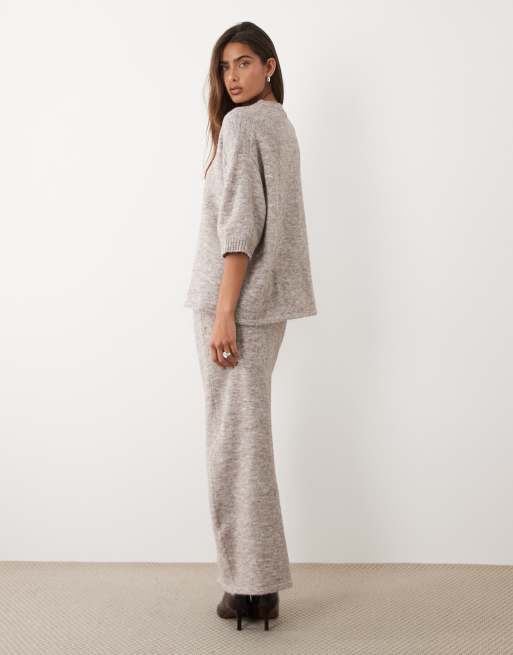 ASOS DESIGN knitted midaxi skirt with wool co-ord in oatmeal, 5 of 5