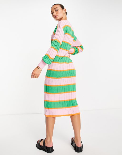 Asos stripe hotsell midi dress