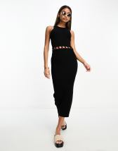 ASOS DESIGN knitted racer midi dress in black | ASOS