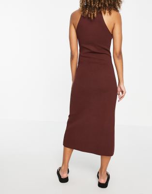 halter brown dress