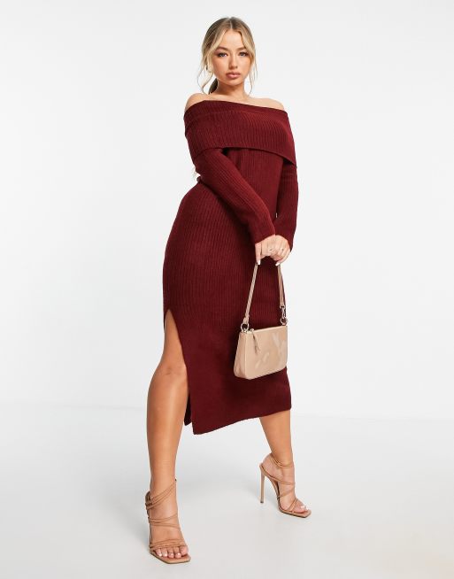 Knitted dress shop off shoulder