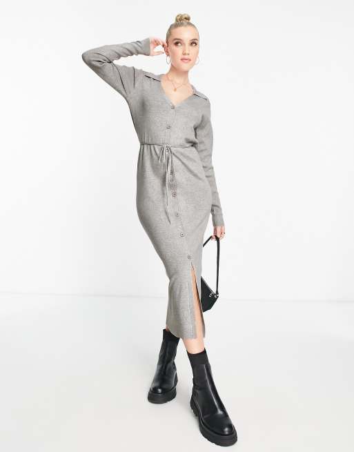 Grey midi sales dress outfit