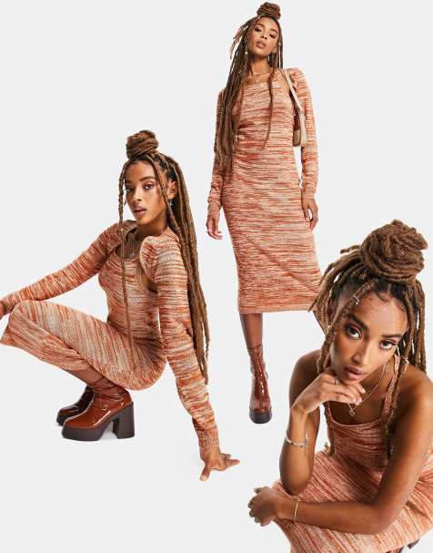 ASOS DESIGN knitted midi dress with shrug in space dye yarn - view 1