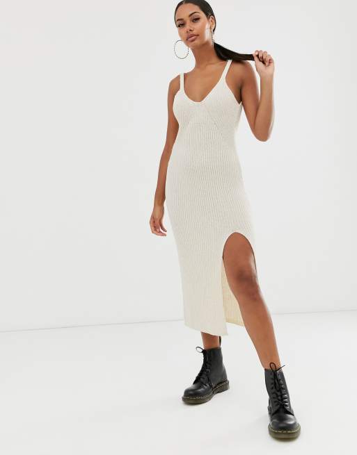 Knitted midi 2025 dress with split