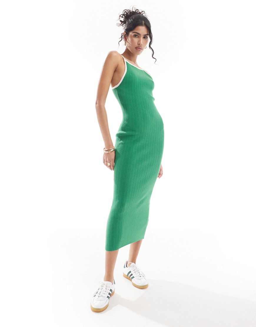 ASOS DESIGN knitted midi dress with strappy back detail in green