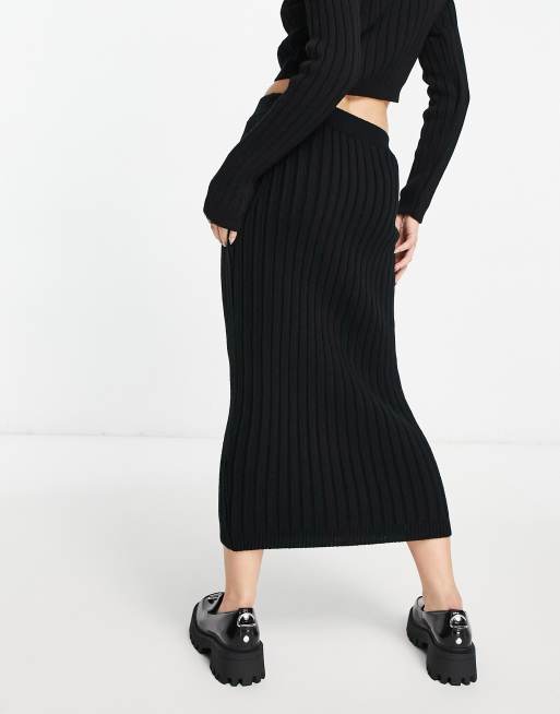 ASOS DESIGN knitted midi skirt in black (part of a set), 2 of 4