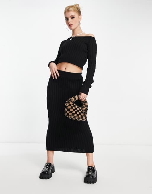 ASOS DESIGN knitted midi skirt in black (part of a set), 3 of 4