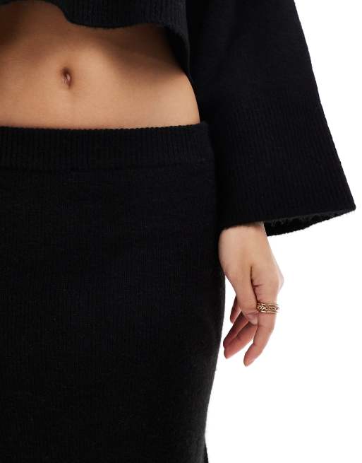 ASOS DESIGN knitted midi skirt in black (part of a set), 2 of 5