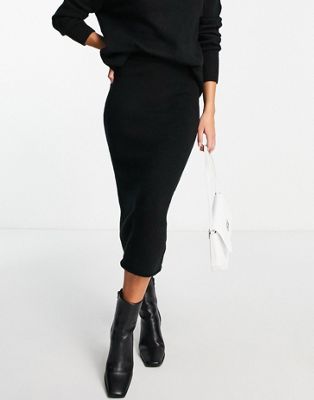 ASOS DESIGN knitted midi skirt in black | ASOS