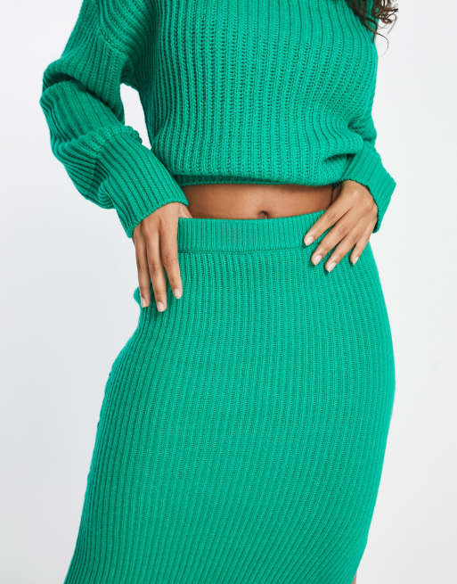 ASOS DESIGN knitted midi skirt in green - part of a set, 3 of 4