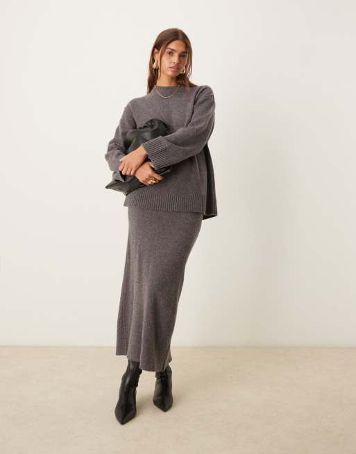 ASOS DESIGN knitted midi skirt in lambswool (part of a set)