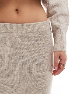 ASOS DESIGN knitted midi skirt in oatmeal - part of a set