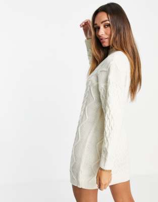 cream knit mini dress