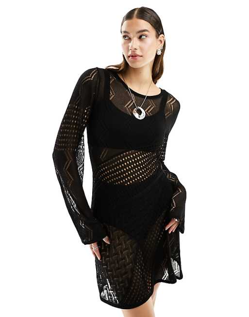 Knit Stitching Lace Bodycon Dress Knit Stitching Lace Bodycon Dress