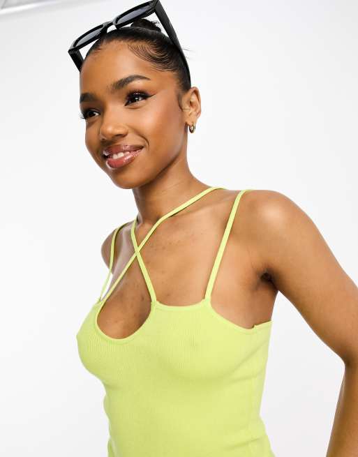 ASOS DESIGN neon knitted bralette