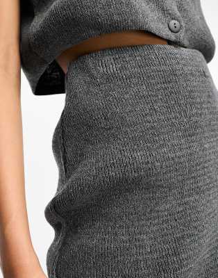 Asos Design Knitted Mini Skirt In Gray