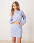 [ASOS DESIGN] ASOS DESIGN knitted mini skirt in light blue (part of a set) S Blue