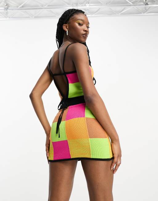 The Ragged Priest mini skirt in rainbow crochet patchwork - part