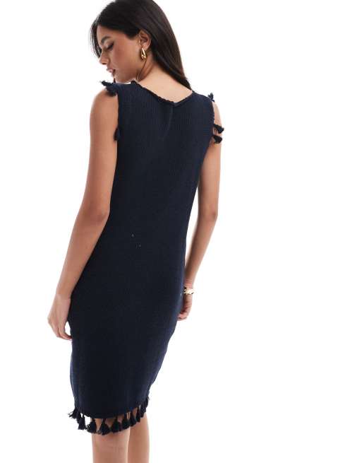 Asos black tassel dress hotsell