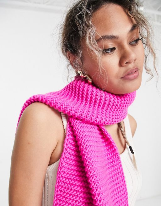 ASOS Design Knitted Monogram Scarf with A Initial in Pink