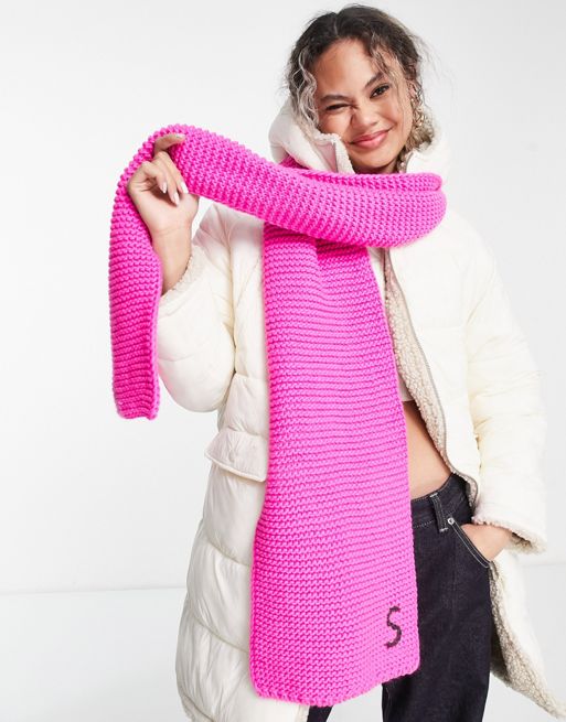 ASOS Knitted Monogram Scarf With M Initial in Pink