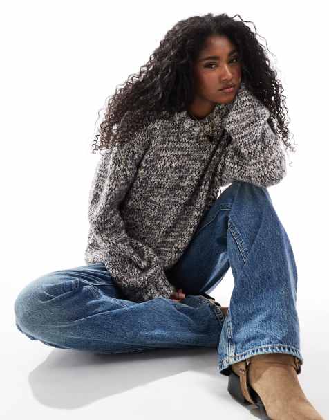ASOS DESIGN knitted multiply crew neck jumper in multi twist yarn - view 1
