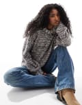 [ASOS DESIGN] ASOS DESIGN knitted multiply crew neck jumper in multi twist yarn-Navy XS Multi