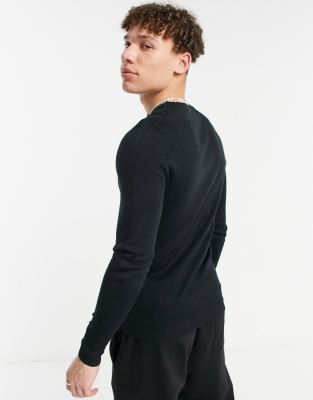 black knit crew neck sweater