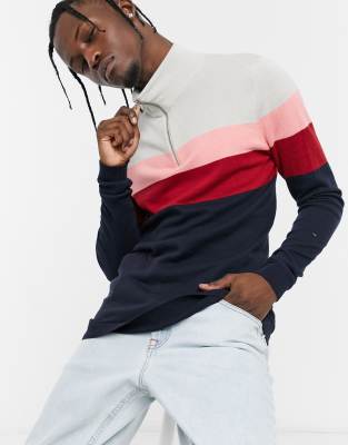 muscle fit half zip jumper