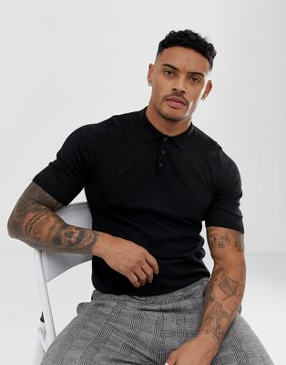 ASOS DESIGN knitted muscle fit polo 