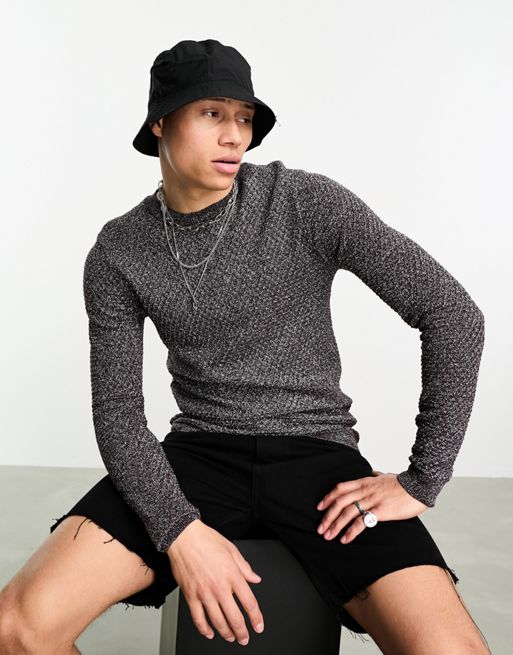 ASOS DESIGN knitted muscle fit turtleneck t-shirt in white