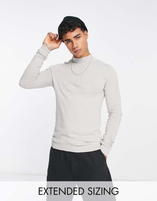 TURTLENECK KNITTED SWEATER - Mid-grey