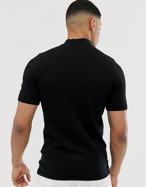 ASOS DESIGN muscle fit T-shirt with star cut out in black