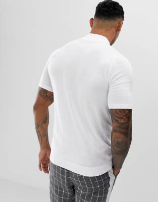 white muscle fit turtleneck shirt