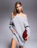 ワンピース wzip offshoulder knit dress gray mix ASOS DESIGN knit off shoulder sweater dress in gray | ASOS