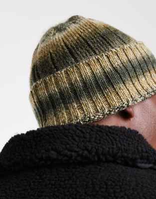Asos Design Knitted Ombre Beanie In Black