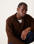 [ASOS DESIGN] ASOS DESIGN knitted oversized boxy jumper with dropped shoulder in brown L BROWN