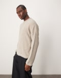 [ASOS DESIGN] ASOS DESIGN knitted oversized boxy jumper with rolled neck in stone-Neutral L Ecru