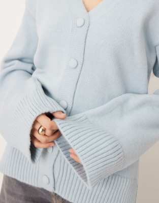 Asos Design Knitted Oversized Cardigan In Blue