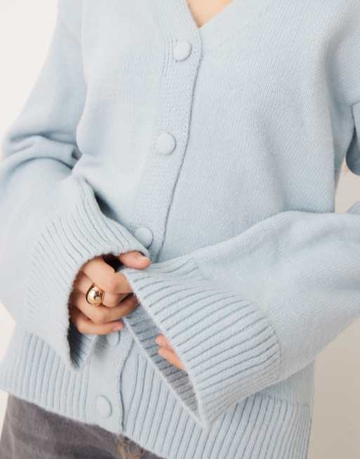 ASOS DESIGN knitted oversized cardigan in blue, 2 of 4